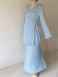 Autumn New Fashion Temperament Long-Sleeved Printed Set Of Vertiny V-Dressed