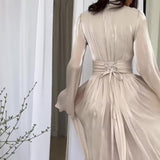 New Fashion French Round-Neck Folded Light Luxury Dress