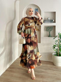 2025 New Fashion Temperament Long-Sleeved Round Collar Loose Design Dress Dress Dress Dress Woman