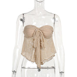 Sexy Spice Girls Lace T-Mear Tsets 2025 Summer New Twisting Belt Vest Woman DJPT