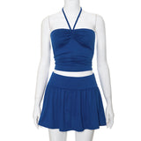 Women's Spring 2024 New Sleeveless Rolled T-Shirt Spice Girl Dress Set DJPT