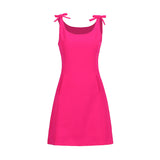 A Skirt 2025 Summer New Small Fragrant Wind U-Neck Bow Decorated Sexy Sling Dress
