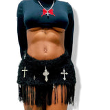 High-Waisted Cross Print Flow Shiny Short Skirt Summer Fashion Casual Babes Dress Girl DJPT