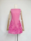 Dress 2025 Summer Banquet Stylish Elegant Round-Neck Three-Dimensional Flowers Sleeveless A-Shaped Dress Skirt