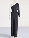 Goddess Wind Bag Hip Skirt Women's Dress 2025 New Slant Shoulder Shoulder Hollow Elastic Body Dress