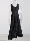 Holiday Dress 2025 New Square Collar Sleeveless Lace Design Mid-Rise Irregular Dress Woman