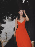 Chun's Beautiful Holiday Sling Skirt In The Spring And Summer Of 2024, Cross-Banding And Striping Waist Dress Woman