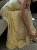French Sexy Folding Solid-Colored Chiffon Dress In Summer 2024