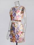 Retro Holiday Style 2025 Summer New Sleeveless Embroidery Top High-Waisted Hip Skirt Suit Woman
