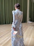 Spring Gentle Style Dress With Printed Sleeve Dress