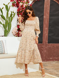2025 New Spring Pregnant Woman Chiffon Dress Small Broken Floral Dress Maternity
