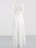 Solid-Colored Dress 2025 Summer New Ioning Sling Design High-Waisted Embroidered Dress Dress