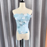 Flower Tector Blouse With Fishtail Half Skirt 2024 New Temperament Birthday Party Set