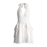Women's Fashion Dress 2025 Spring New Women's Dress V Hanging Neck Sexy Embroidery Short Dresses