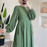 Women's Autumn 2024 Muslim Round Lantern Sleeve Elegant And Comfortable Dress