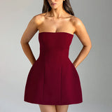 Sexy Breast-Thor-Waisted A Swing Dress Dress Woman 2025 New Temperament Dress DJPT