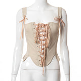 Women's Summer New Fashion Bonded Fish Bone Waist Repair Sleeveless Sexy T-Shirt DJPT