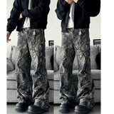 Summer New Retro Leisure Branches Camouflage Pants Water Wash Old Work Pants DJPT