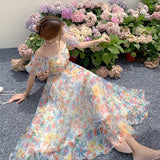 Lusty French Sexy Back One-Word Shoulder Bubble Sleeves Sleeves Hanging Dress Women's Summer Seaside Holiday Dress