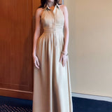 Fashion Temperament In The Fall Of 2024, The Back Of The Solid Color Dress