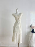 Retro Embroidered Squeal Dress Woman 2025 Spring And Summer New Sexy Niche Elegant Fishtail Long Dress