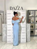 Blue Word Shoulder Banding Dress Dubai Elegant Famous French Evening Dress HZ0628