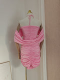 Sheath Halter Pink Floral Holiday Dress Travel Vacation Dresses Short Birthday Dress SD1251