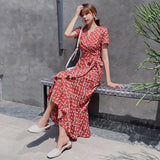 Flower Dress Women's Summer 2025 New Holiday Beach Dress Red Super Fairy Bohemia Long Dress