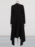 Asian Temperament Elegant Wind Collar Long Sleeve Irregular Dress 2025 New Solid Broad Ass Dress Women Summer