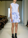 Temperament Elegant Style Dress 2025 Spring New Sleeveless Tie Spliced Three-Dimensional Flowers Short Dress Woman