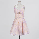 Retro [Singhua Land] Holiday Wind Sling Skirt Print Sexy 2025 Folded Dress New Female New