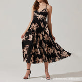 Summer New Fashion Colorful Printing Press Folding Sling Dress