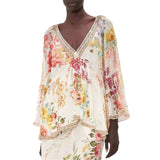 Autumn Mixed Batch Of Australian Tide Brand CML Famous Fairy Spirit Silk Print V Collar Horn Sleeves Holiday Blouse