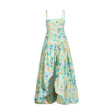 Printed Bosom Dress 2025 Summer New Fashion Pressure Folds Thin Sexy Open Fork Dress