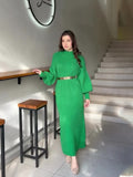 Half-High Collar Cover Fashion Languid Knitted Long Dress In Autumn And Winter 2024