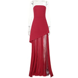 Autumn 2025 New Fork Dress Famous Style Temperament Tecta Tecta Yarn Splicing Dress DJPT