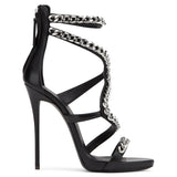 Red White Black High Heel Sandals Bag Chain Sexy High Heels Chengdu High Quality Shoes