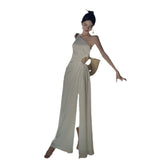Seaside Holiday Dress 2024 New Summer Slanted Shoulder Sling Temperament Slim Skinny Dress