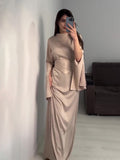 2024 New Court Feng Sleeve Dress With Half-High Collar Long-Sleeved Dress