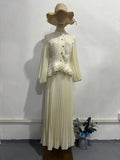 2024 New Wood Ear Design Sense Fashion Temperament Subfolding Loose Skirt Suit Woman