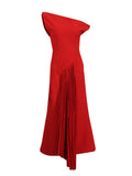 Elegant Retro Style Dress 2025 Summer New Slanted Shoulder Irregular Temperament Dress Dress Woman