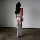 Women's Spring New Sleeveless Perspective Long High-Rise Spice Girl Dress DJPT