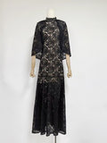 Ladies 2025 Spring Party Collar Shawl Stylish Elegant Yellow Lace Dress Dress Dress Dress Dress