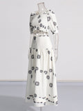 Retro Resort Style Two Sets Of 2025 Summer New Square Collar Bubble Sleeve Top High Waist Half-Dress Suit Woman