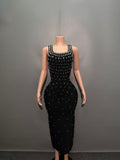 Women's Clothing 2024 New Body-Drilling Bandage Skirt Light Luxury Fashion Party Bandage Dress
