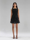Dress 2025 Summer Banquet Stylish Elegant Round-Neck Three-Dimensional Flowers Sleeveless A-Shaped Dress Skirt