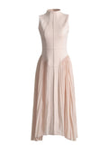 Simple Niche Design Small Dress 2025 Summer Collar Sleeveless Design Waist 100 Fold Dress
