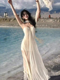 High-End Fluttering Ribbon Wiggle Mesh Patched Tset Dress Women's Holiday Birthday Party Evening Dress