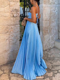 Women's Dress Sweet Sexy Slings With Chest Pressure Folds Big Pendulum Dress Solid Color Woman 8135 HZ0628