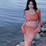 New Beach Beach Skirt Dizzy Blouse Dress Body-Buttered Hip Skirt Set Holiday Dress